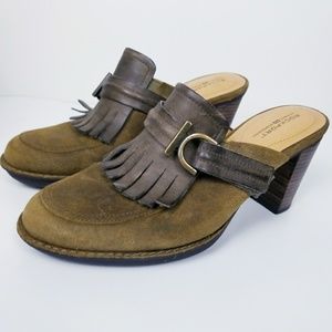 Rockport leather heeled fringed mules woman's sz 7